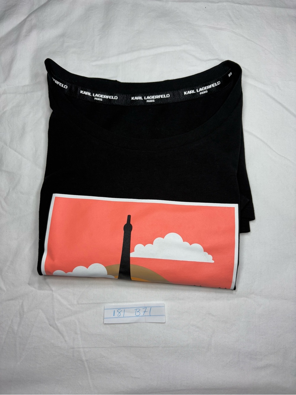 Karl Lagerfeld Black Tee with Pink Scooter Paris Graphic - Picture 11 of 11